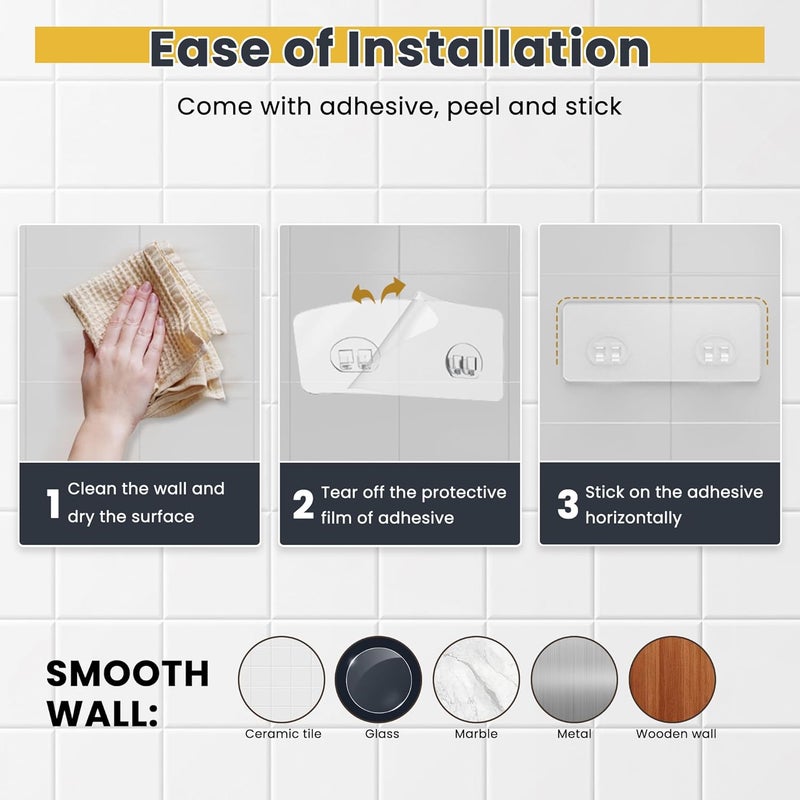 OMAIRA 3-Pack Shower Caddy with Soap Holder, Adhesive Rustproof No-drill Strudy Loading Inside Shower Organizer Shelves Rack Storage Bathroom Organization for Smooth Wall Glass Tile, Black (Large) - Image 5
